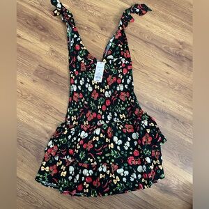 Wild Fable Black Floral Ruffle Mini Dress